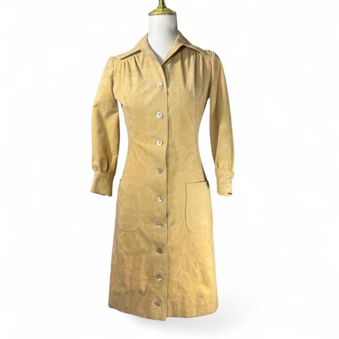 Goldwaters Vintage 70s Womens 4 Ultra Suede Dress Tan Western Retro Desert Chic