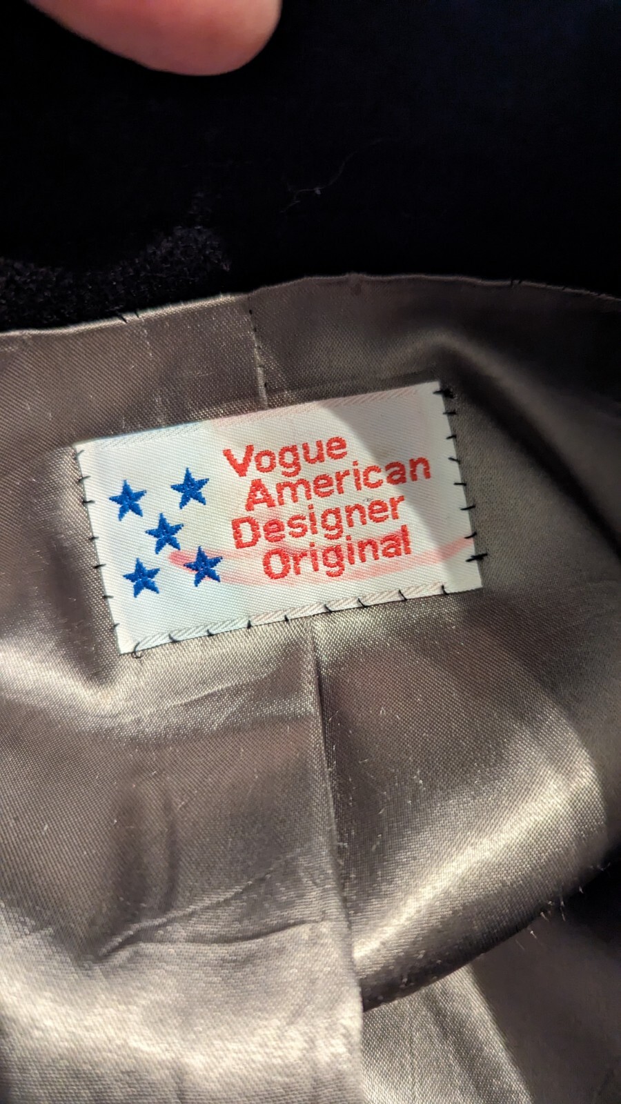 Vintage Vogue Pattern Med/Lg American Designer Long Black Trench Coat Wool 80’s