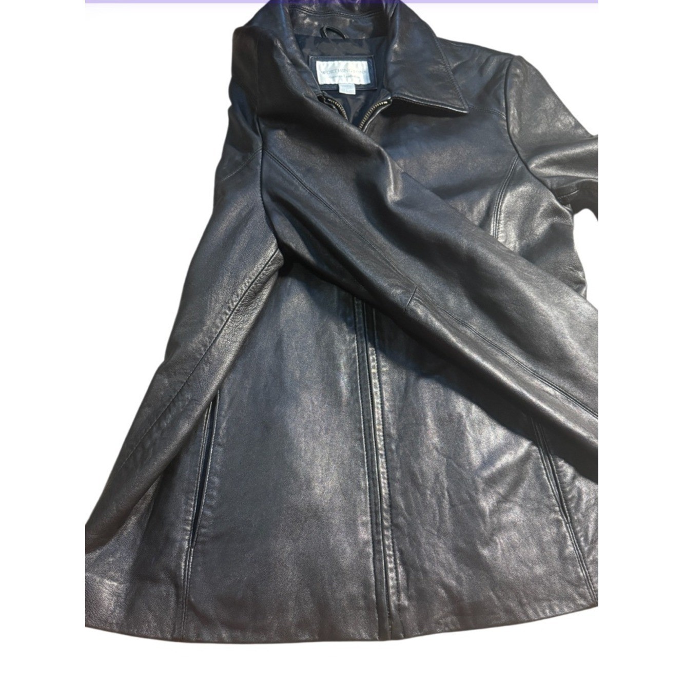 Vintage Worthington Black Genuine Lambskin Leather Jacket M 90s Minimalist