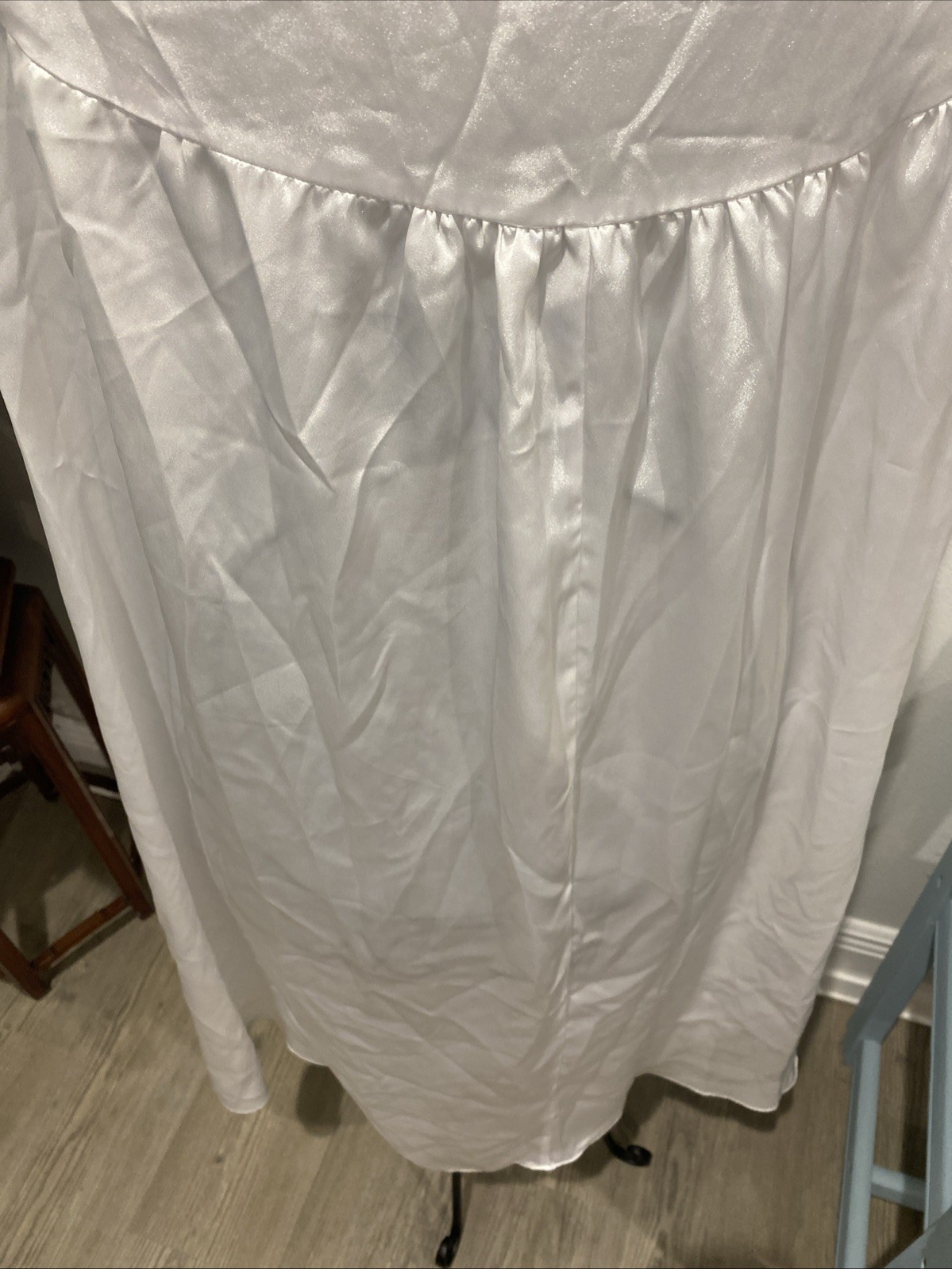 VTG GO SOFTLY Midi Calf Length Satin/ Laced White Nightgown SZ 2X