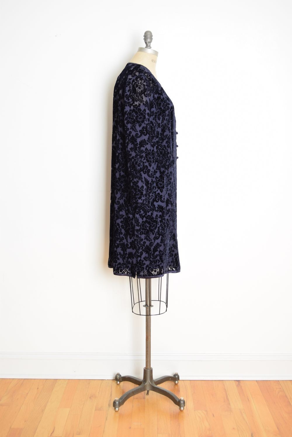 vintage Y2K dress jacket set Spenser Jeremy navy-plum silk burnout velvet L 16