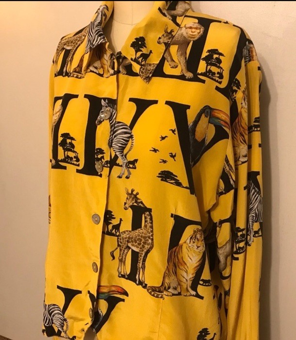 1980’s Peter Martin 100% Silk alphabet animal Long Sleeve shirt top Sz 12