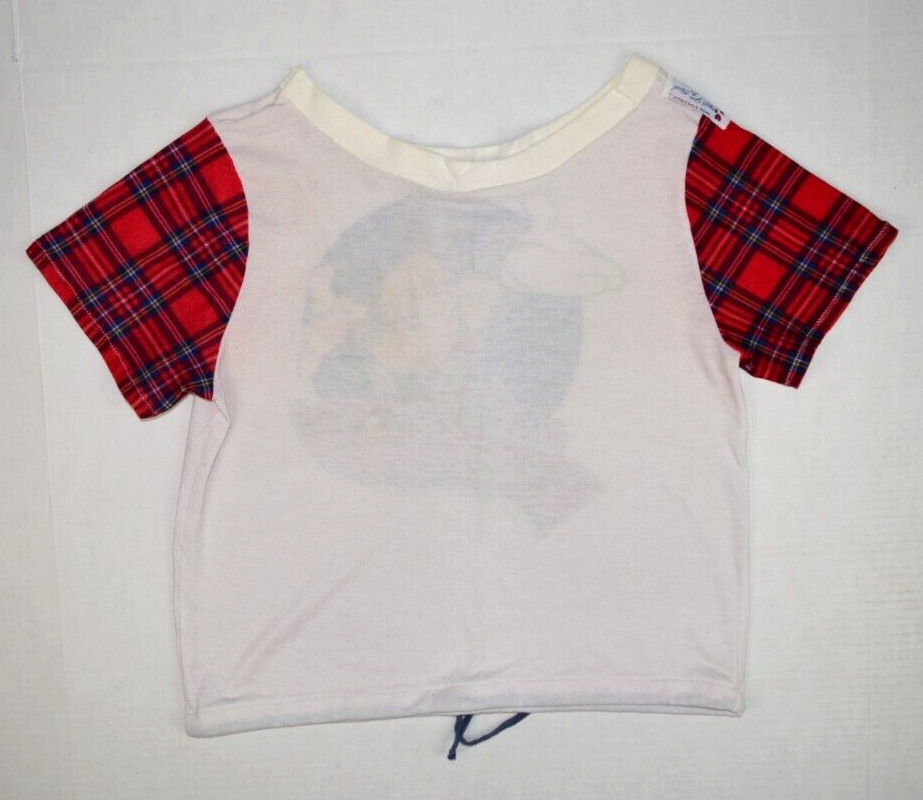 Vintage Mickey Mouse Shirt Love Clothing Size S 90s Plaid Drawstring Handmade