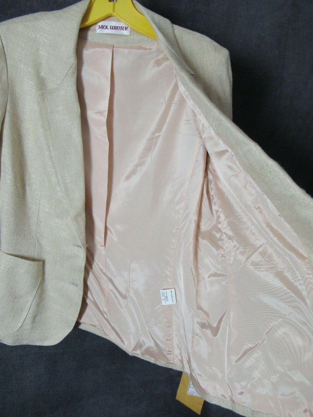 NWT Vintage Jack Winter Rices Nachmans Beige Rayon Flax Career Suit Jacket 8