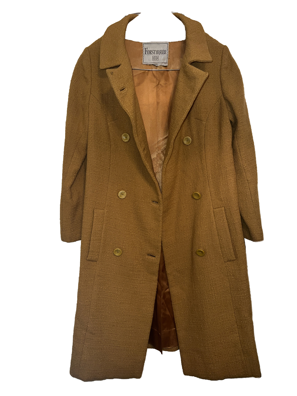 Vintage Forstmann Double Breasted Women’s Cut Mustard Gold Coat 1960’s