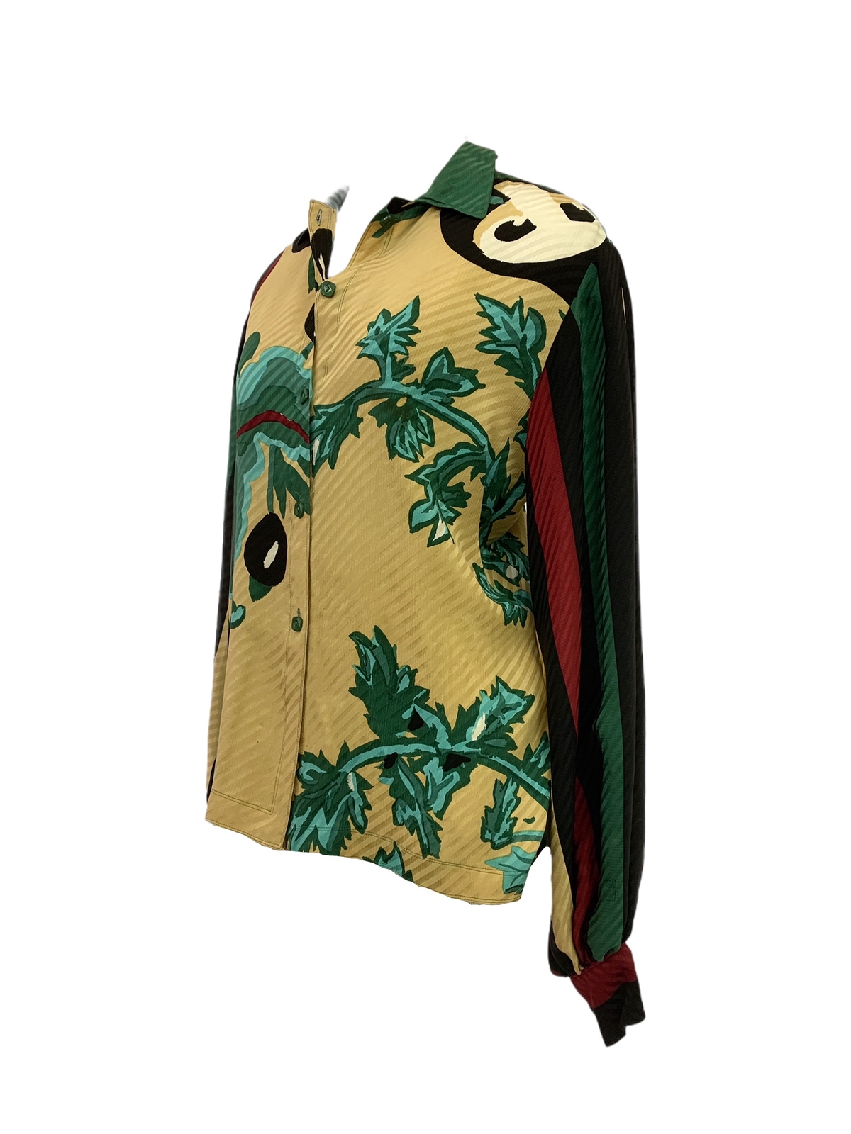 Vtg Vintage 1980s 80s Designer Vollbracht Silk Apple Print New Wave Top Blouse