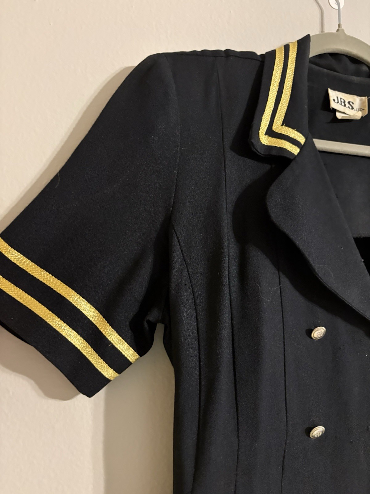 JBS Ltd Vintage Nautical Sailor Black And Gold Double Breasted Dress Size 12