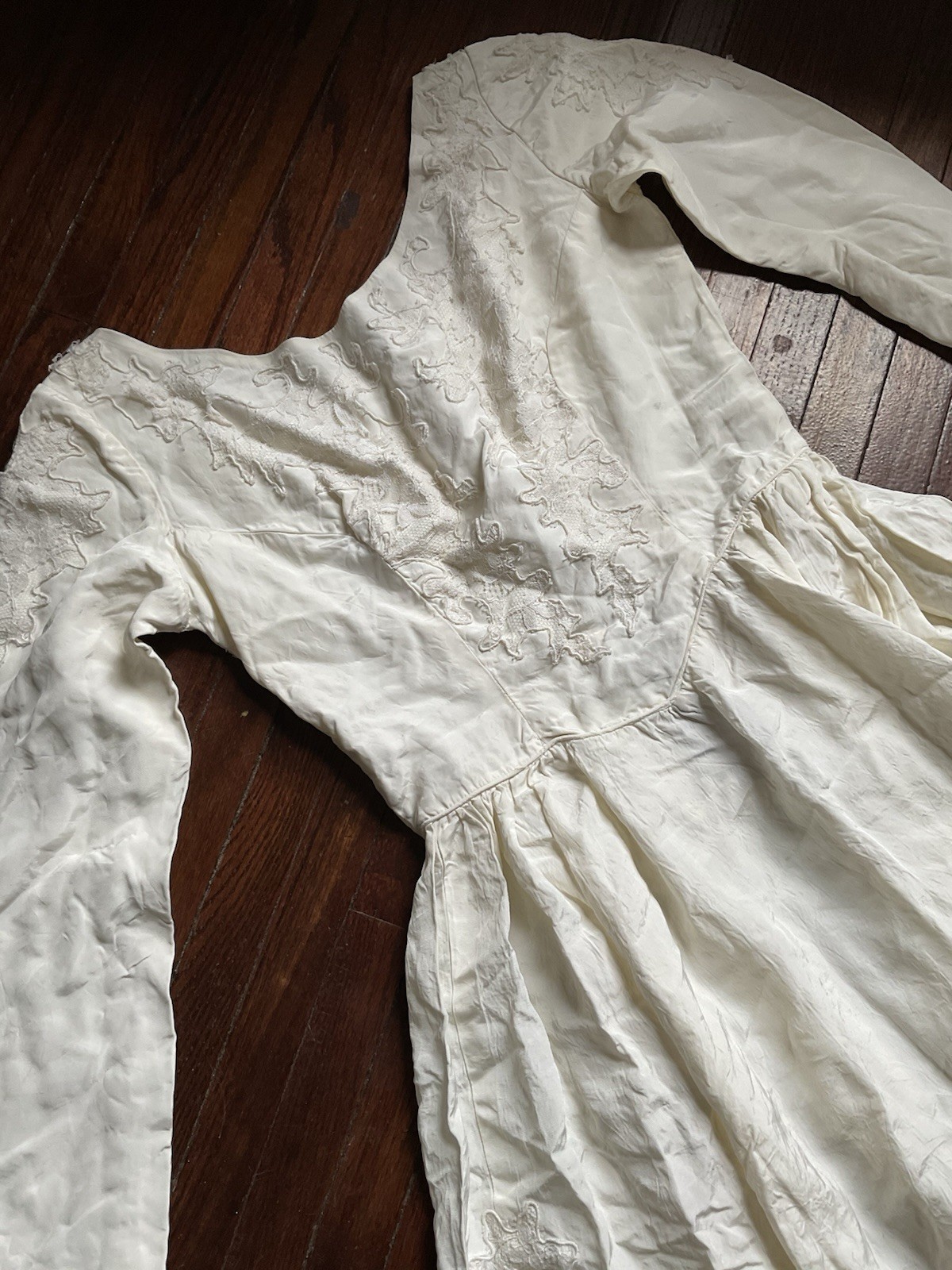 VTG Ivory Lace Dress Edwardian Victorian 70s High Neck 9/10 Prairie Coquette