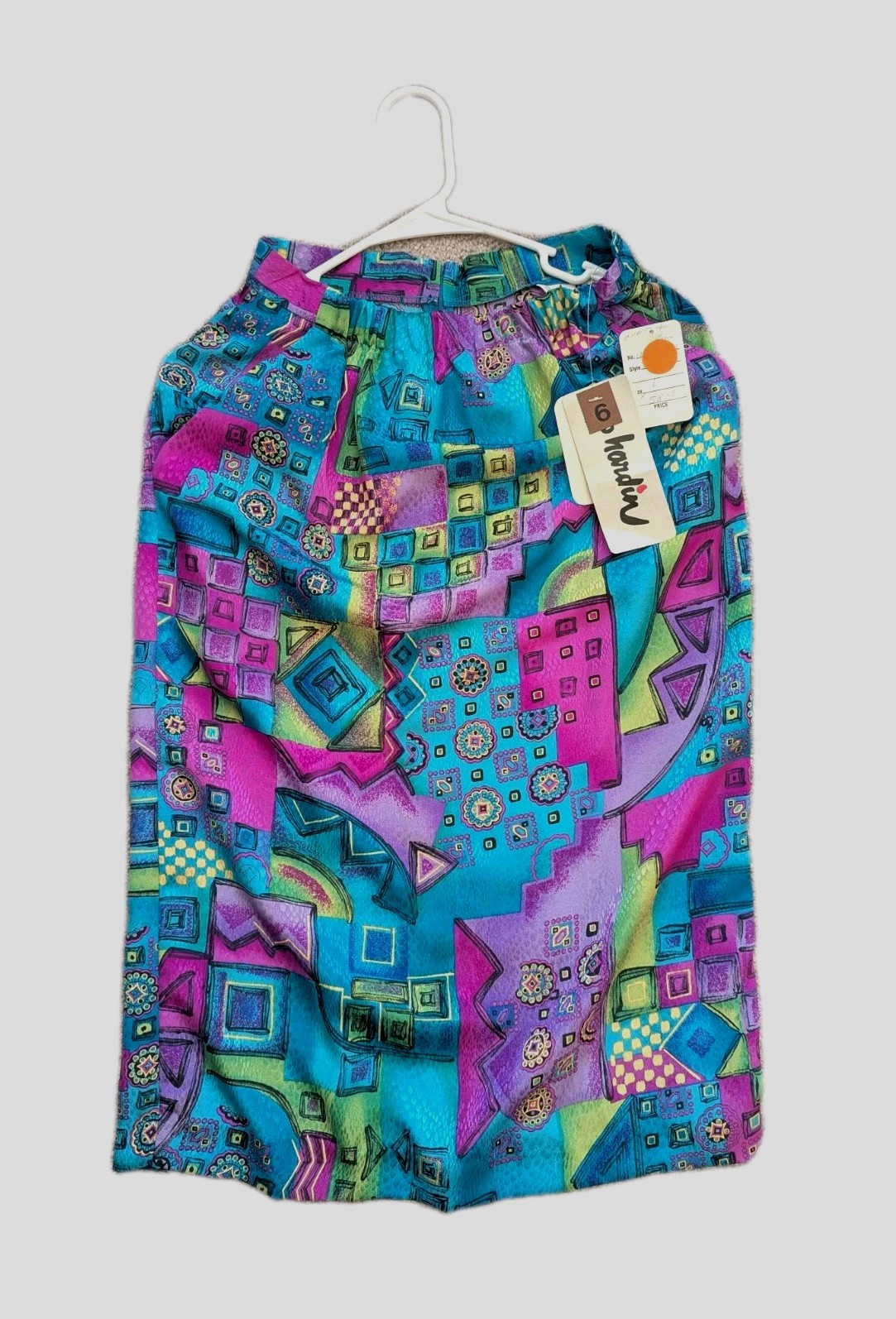 VTG With Original Tags Jo Hardin Skirt Sz 6 Turquoise Multi Pattern Made In USA