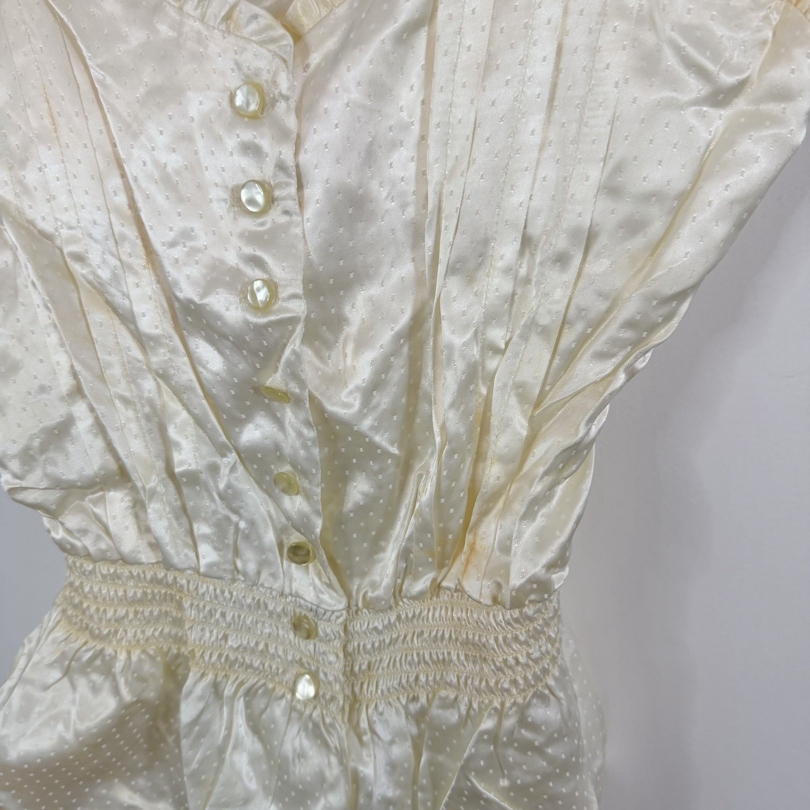 Vintage 1950’s Handmade Ivory Swiss Dot Satin Corset Cami Top