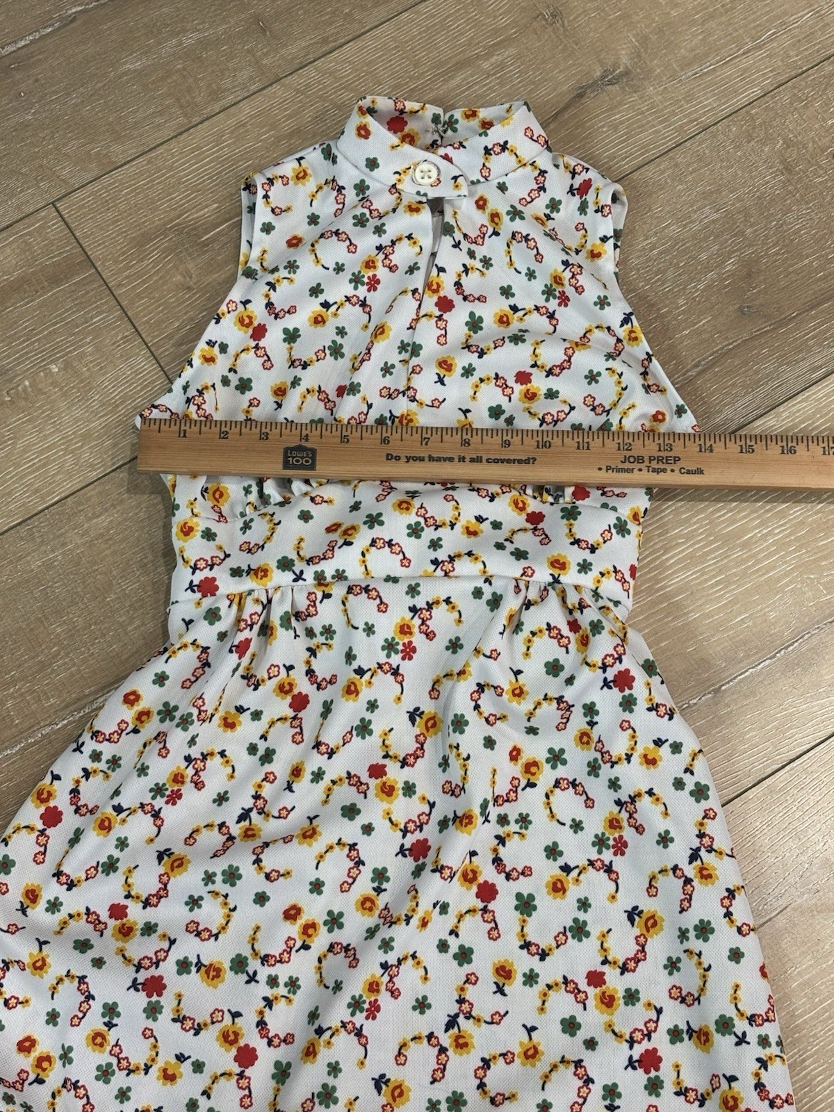 VTG 70s Gay Gibson Floral Maxi Dress Mock Neck Keyhole Sleeveless Cutout Small 9
