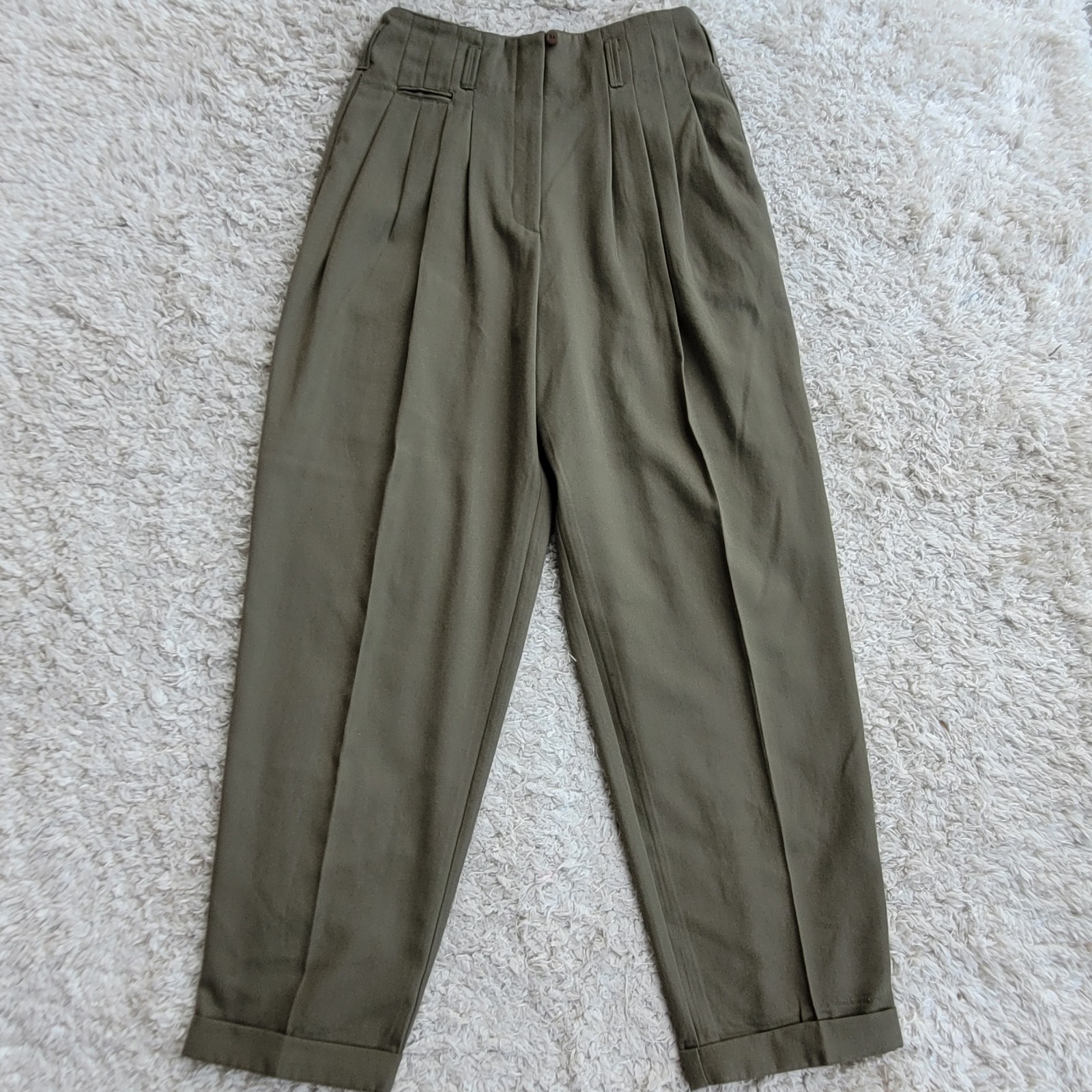 VTG Together Spiegel Olive Green Cuffed Pleated High Waist Pants 90s Wmn’s 27×30