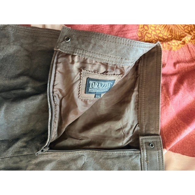 90s Genuine Leather Pencil Skirt Vintage Snap-Front Moto Y2K Brown Sz 9/10