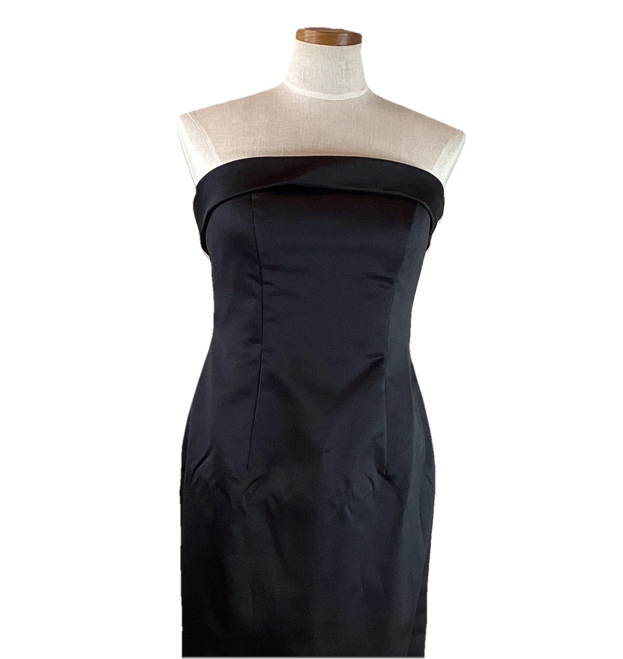 Vtg House of Bianchi Black Gown Strapless Long Prom Party Formal Dress S/M USA