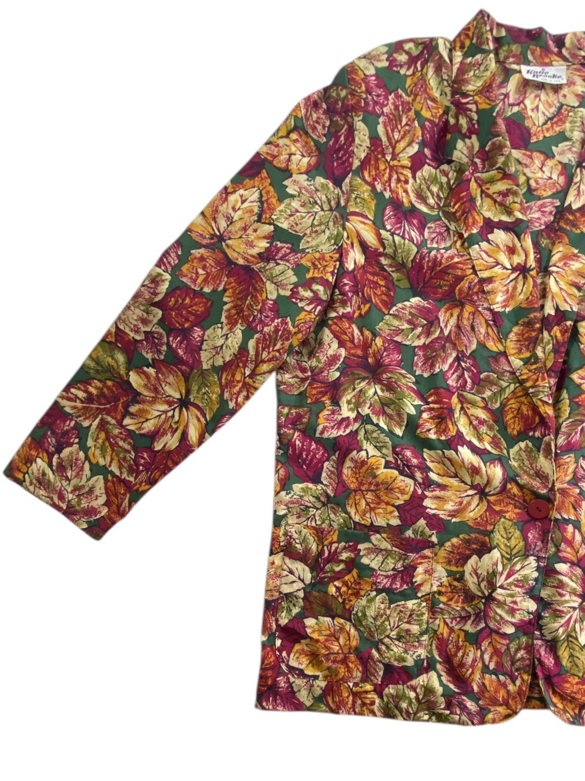Katie Brooke Womens Blazer Size 18 Autumn Leaf Floral Print Lightweight USA
