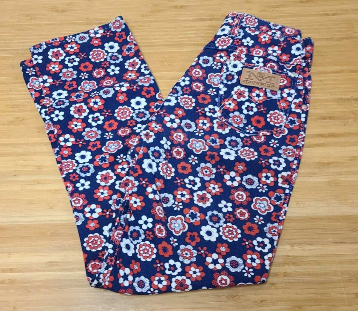 Vintage Maverick Jeans Size 4 USA Floral 80s High Waist Western
