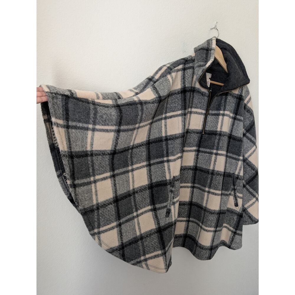 Free People Oversized Poncho with Pockets Gray & Cream OS Winter Indie Cottage