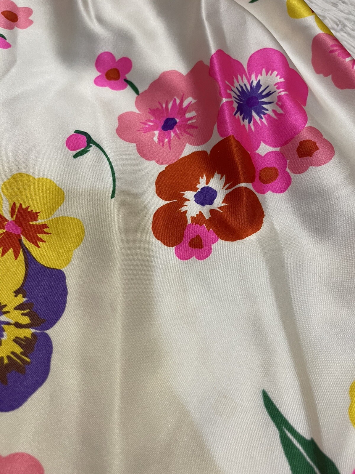 Vintage Joan Leslie for Kasper satin high neck floral maxi dress