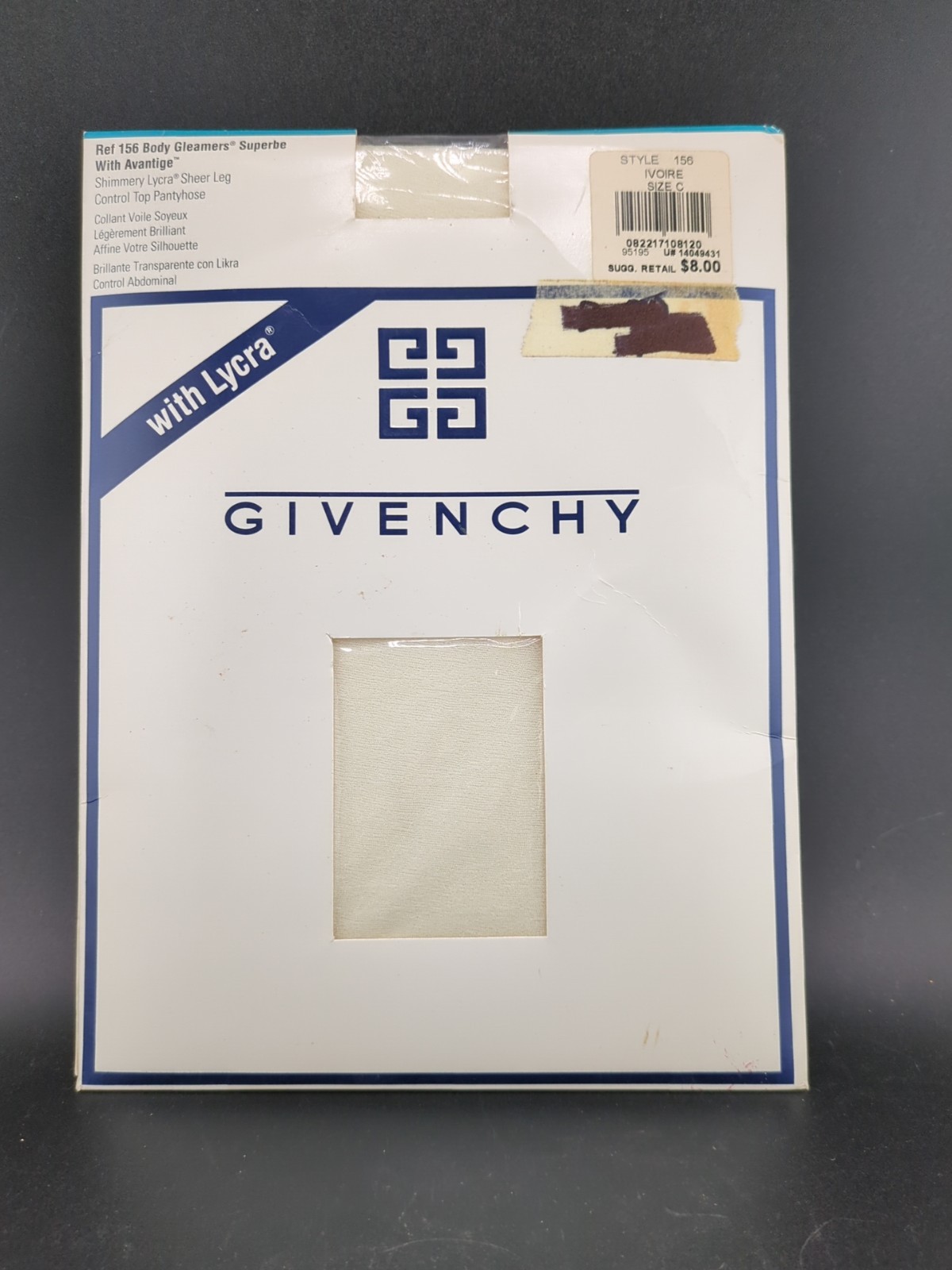 Givenchy Ivoire Pantyhose Body Gleamers Shimmery Lycra Sheer Vintage 156 Size C