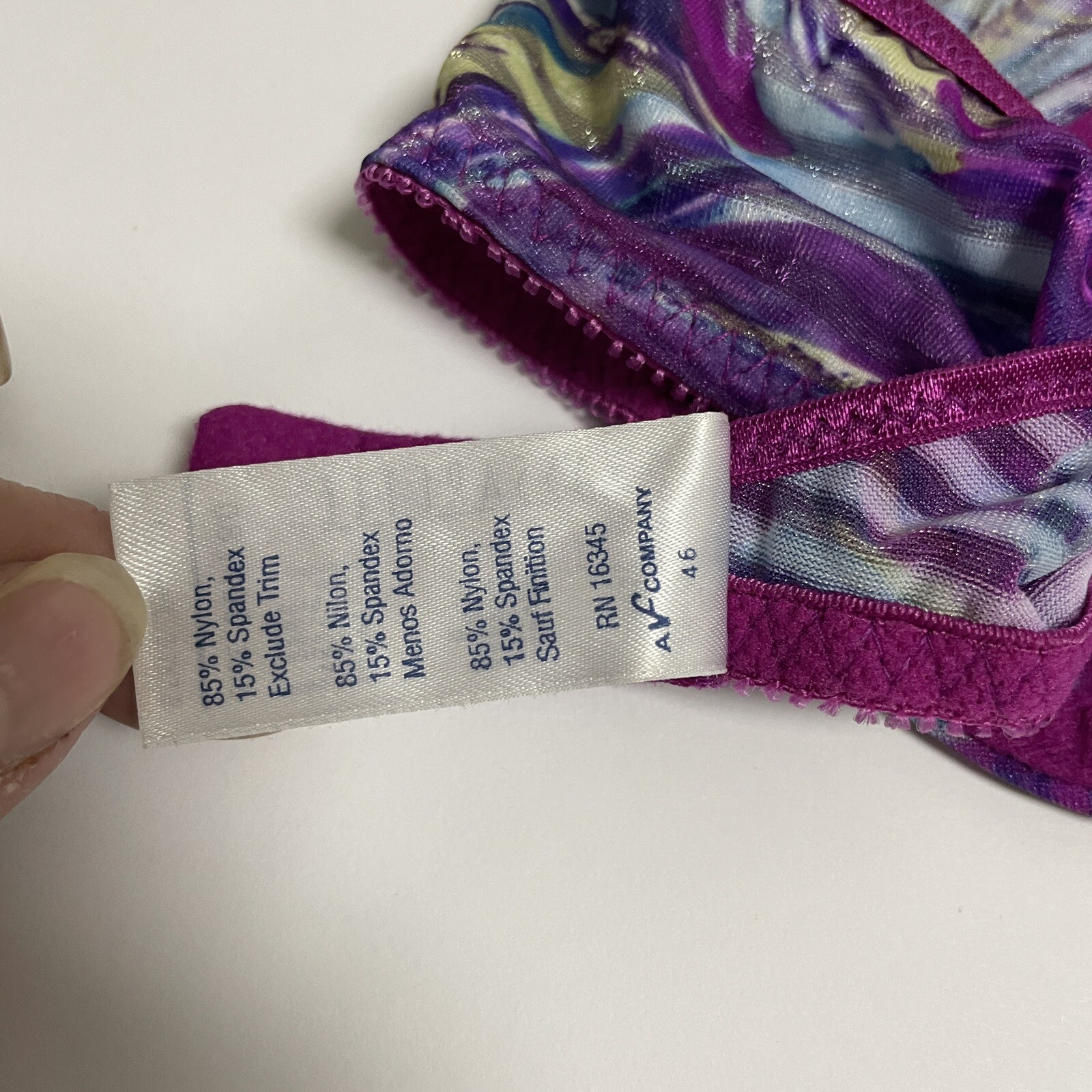 Vtg VASSARETTE Bra 36B Nylon Purple Semi Sheer Underwire Shimmer Floral 75-137