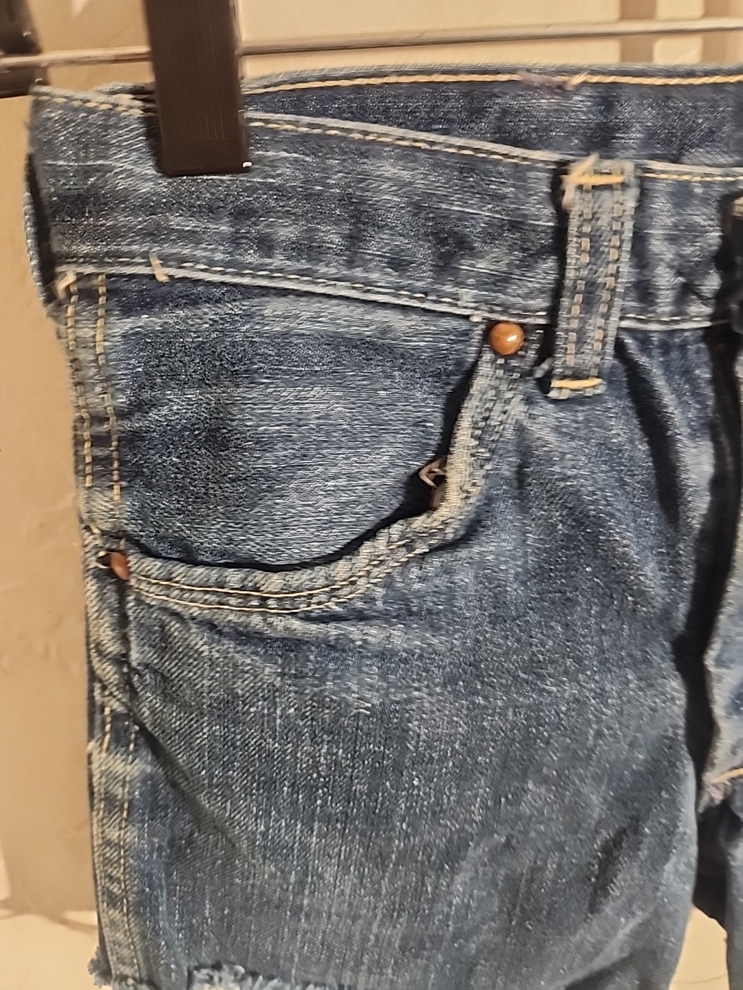 vintage denim cutoffs shorts 50’s 60’s indigo jean 23 3/4″ w cut-off