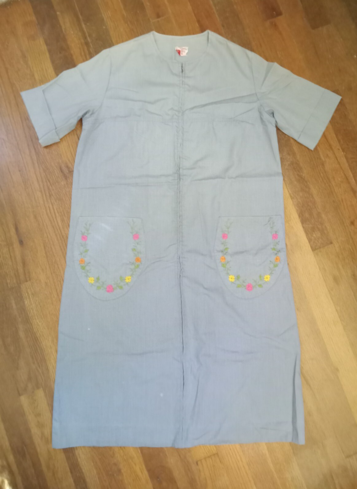 Women’s House Dress Vtg Wayne Maid Floral Stitching Distressed Midi Length