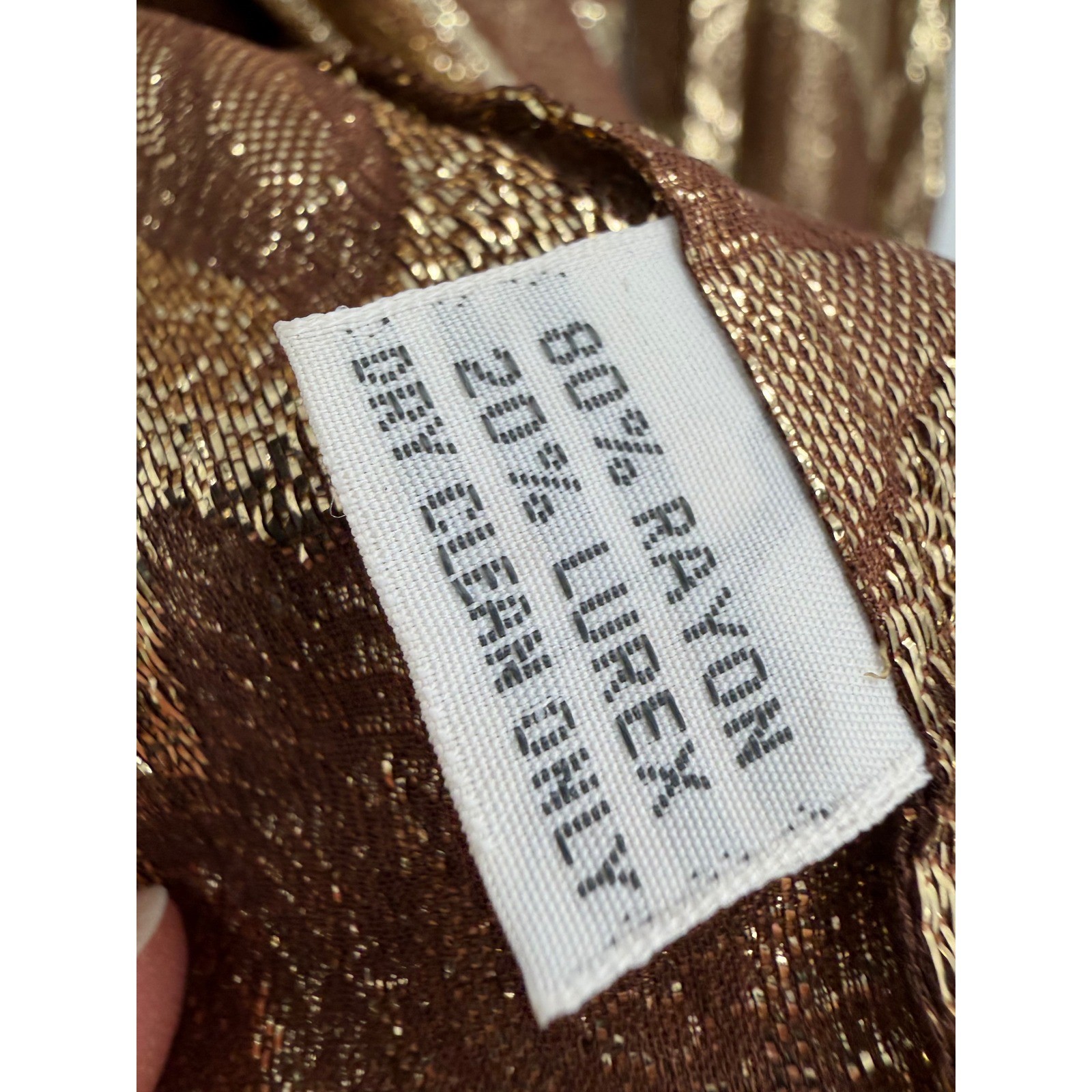 Nina Ricci Blouse Womens 16 Bronze Gold Metallic Lurex 80s Vintage Glam Disco