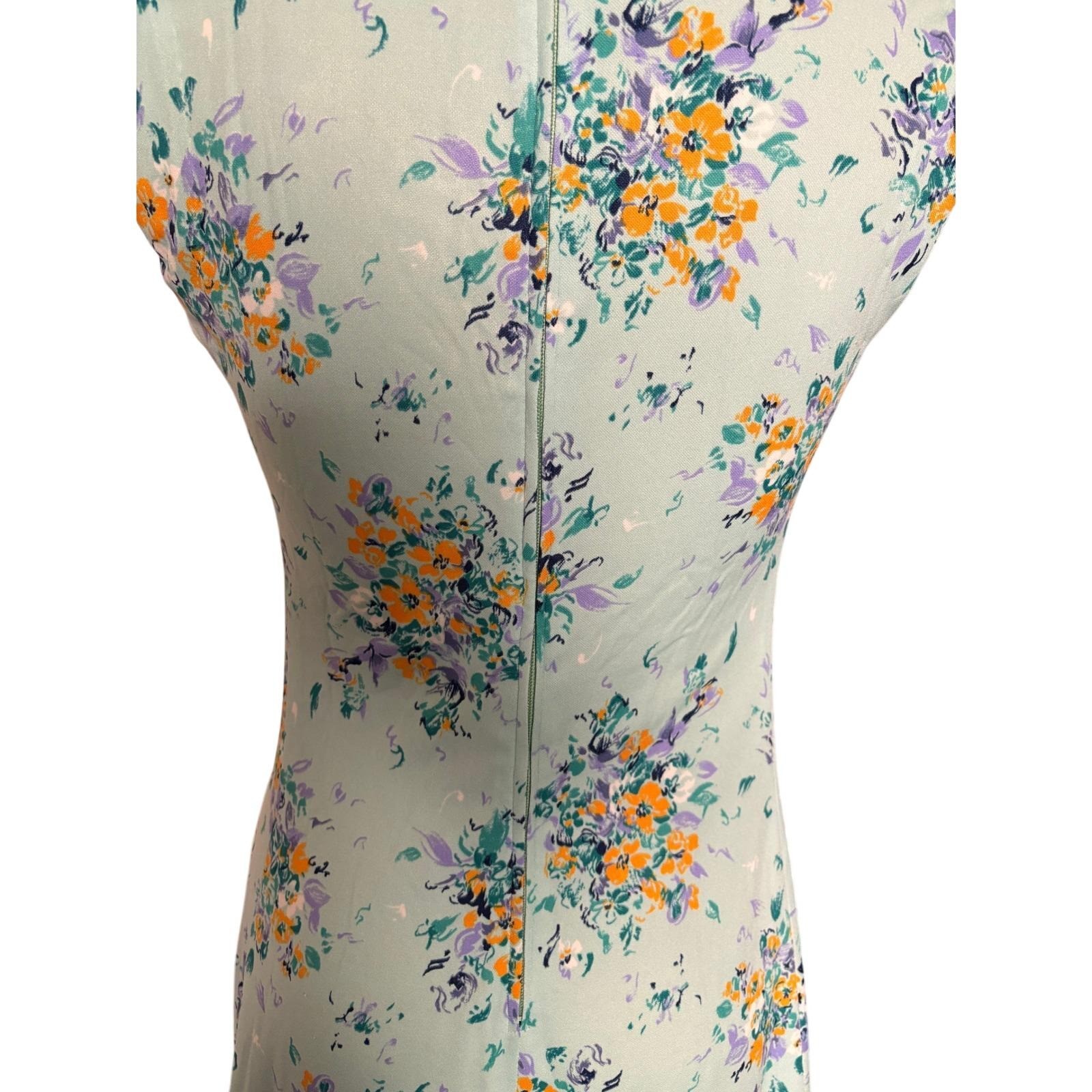 Vintage 70s Floral Empire Waist Maxi Dress Mint Blue Prairie Cottagecore M