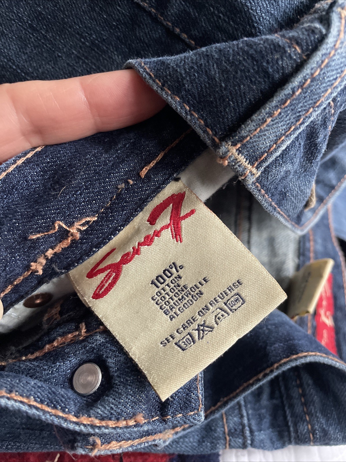 Vintage Y2K Seven Jeans Ultra Low Rise 100% All Cotton Denim XS 26