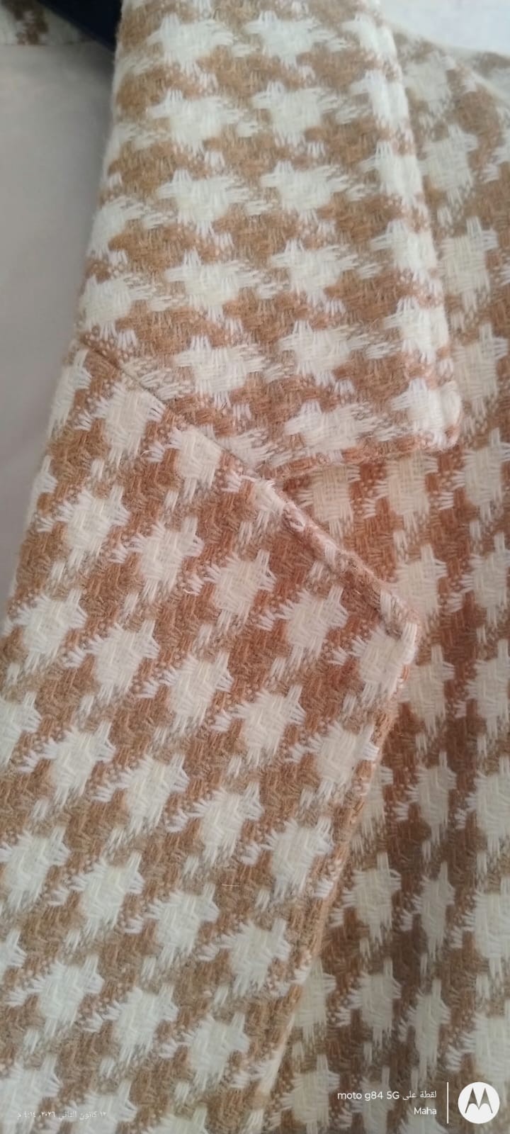 Vintage Tan Jay Women’s Brown and Beige Houndstooth Tweed Blazer size UK 18