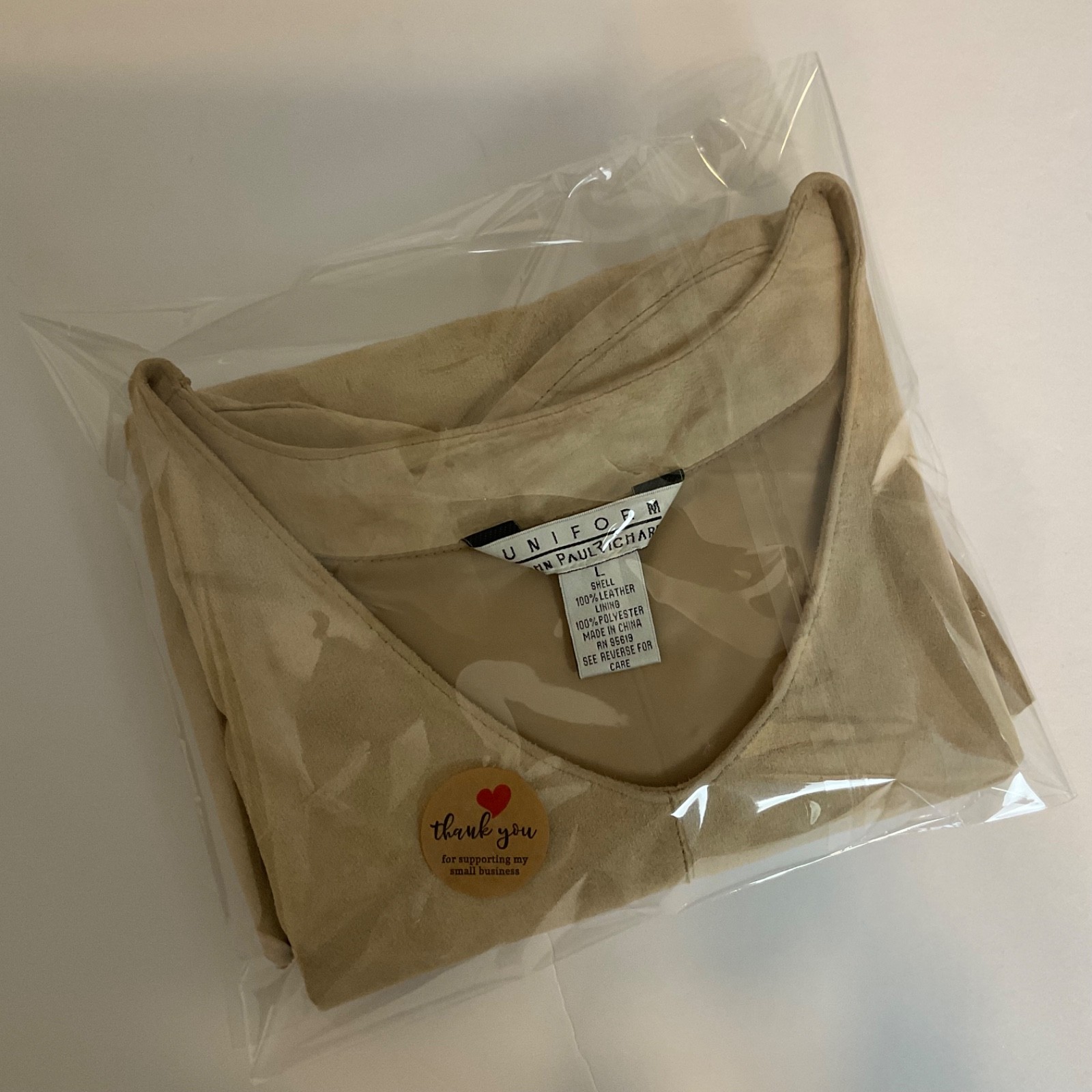 Vtg Uniform John Paul Richard Suede Leather Poncho Buckskin Tan Lined Western L
