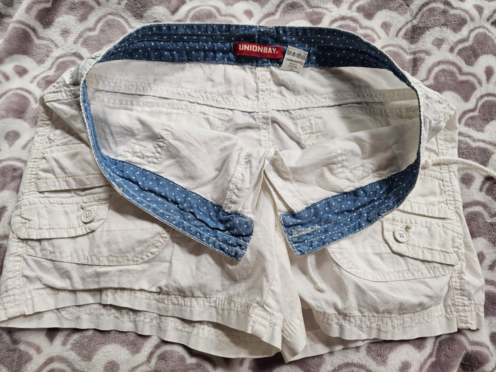 UNIONBAY Vintage Cargo Utility Ladies Shorts 100% Cotton Drawstrings 6 Pockets
