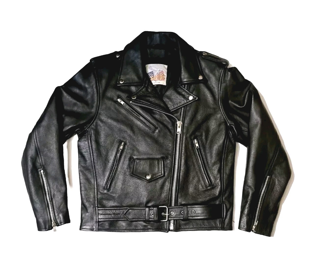 EXCELLED New York Vintage Women’s Sz 6 Leather Biker Moto Jacket 20849 YKK Black