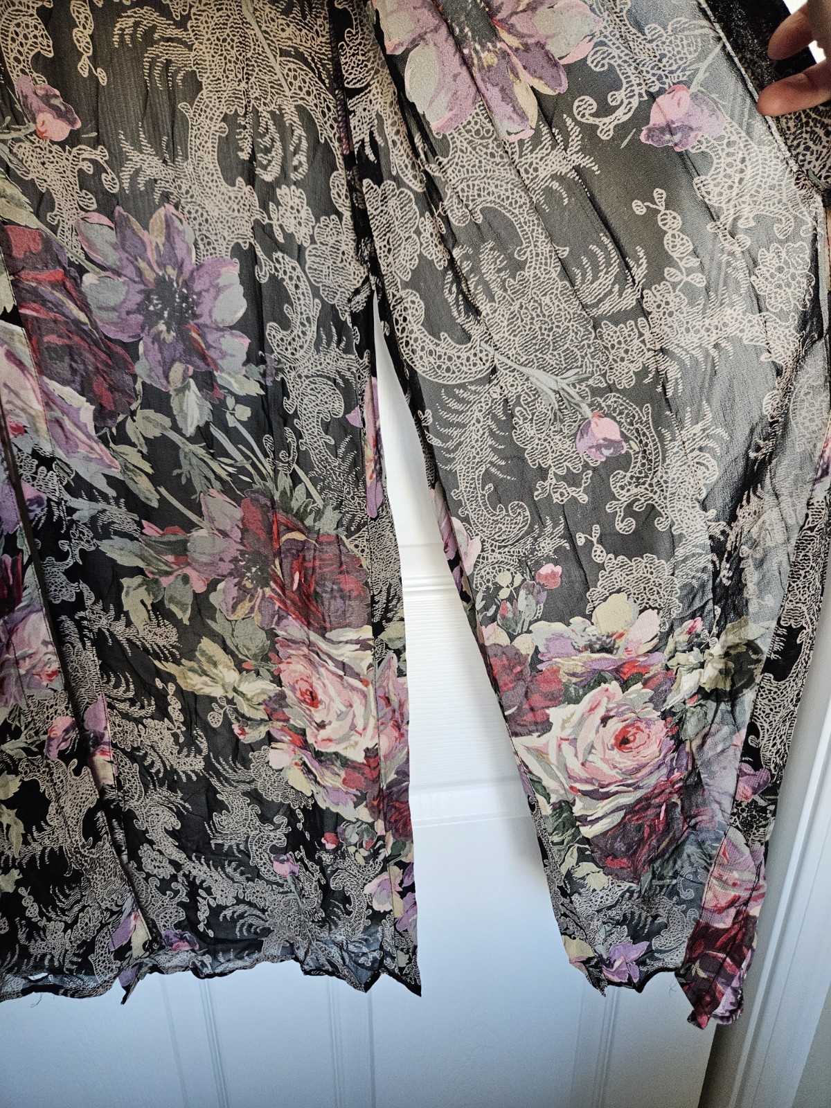 Vtg Lola P. Sheer Asian Ethnic Panel Floral Paisley Cheongsam Qipao Gown Top M