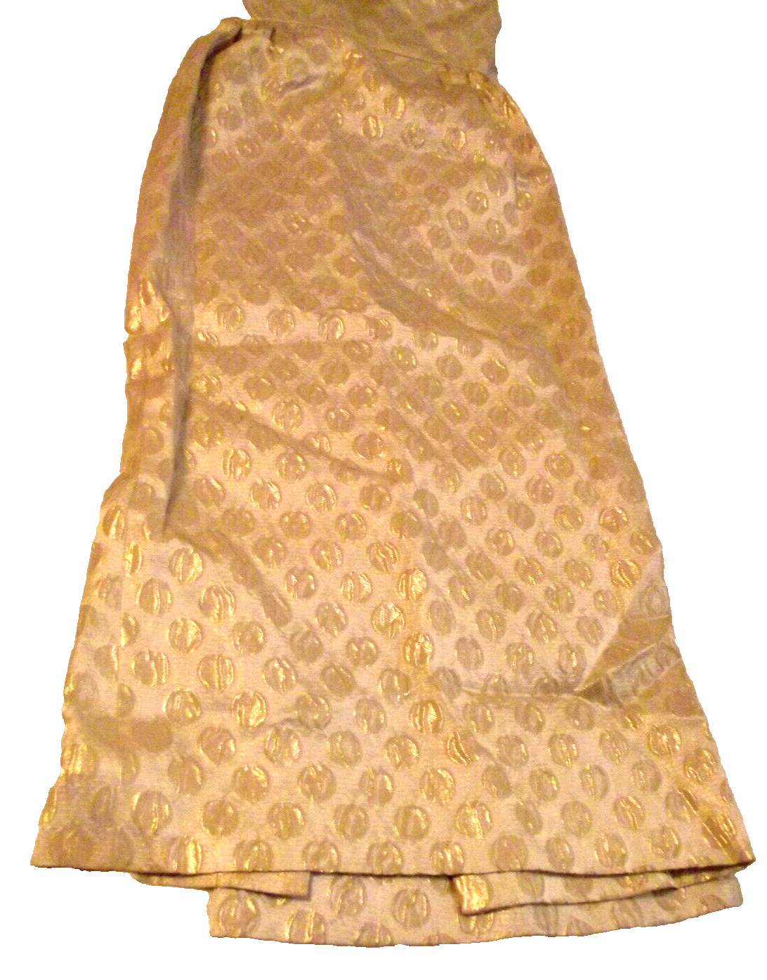 1940s Sandra Sage Creation Formal Petite Cream/Gold Dress Sleeveless Open Back