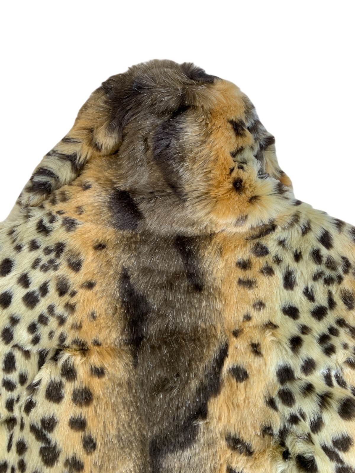 VTG Y2K Donna Vinci Faux Fur Animal Print Swing Coat L/XL A-Line Tiered GUC