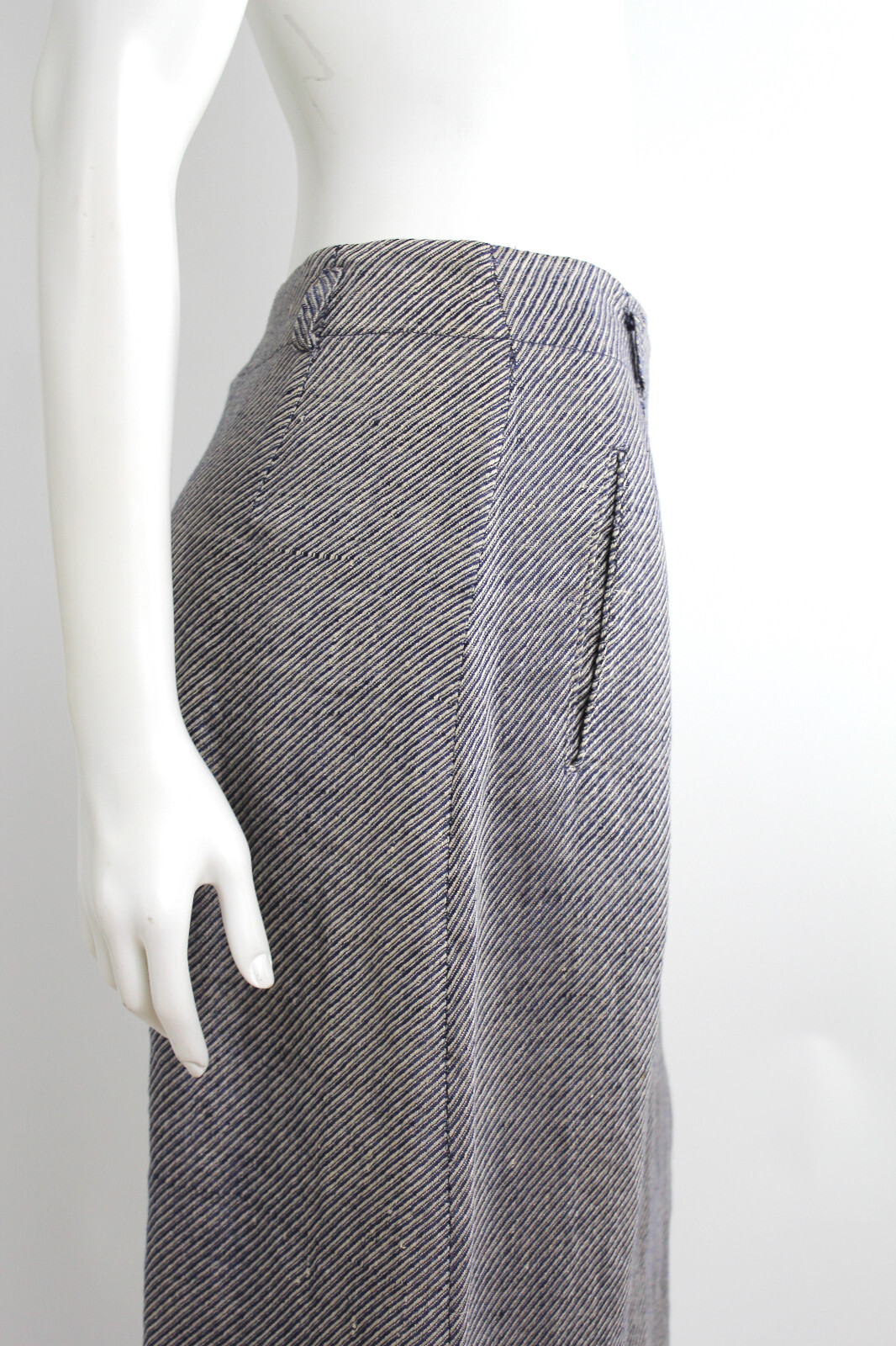 CALVIN KLEIN Vtg 1980s Silk Blend Wool Knit Diagonal A-Line Midi Skirt Linen 8