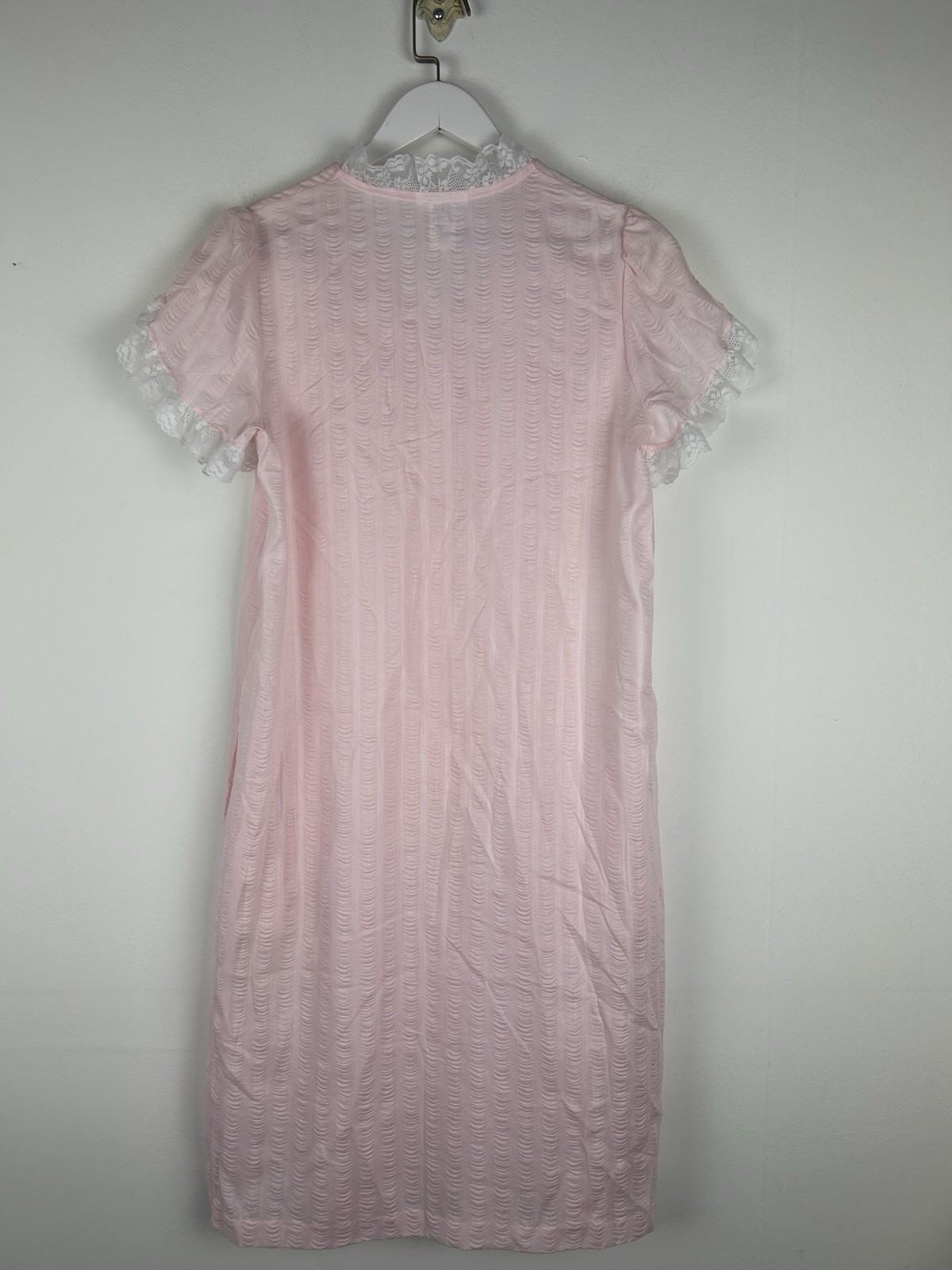 Erika Taylor Vintage Nightgown Robe Lingerie Dress Pink Lace Womens Small S