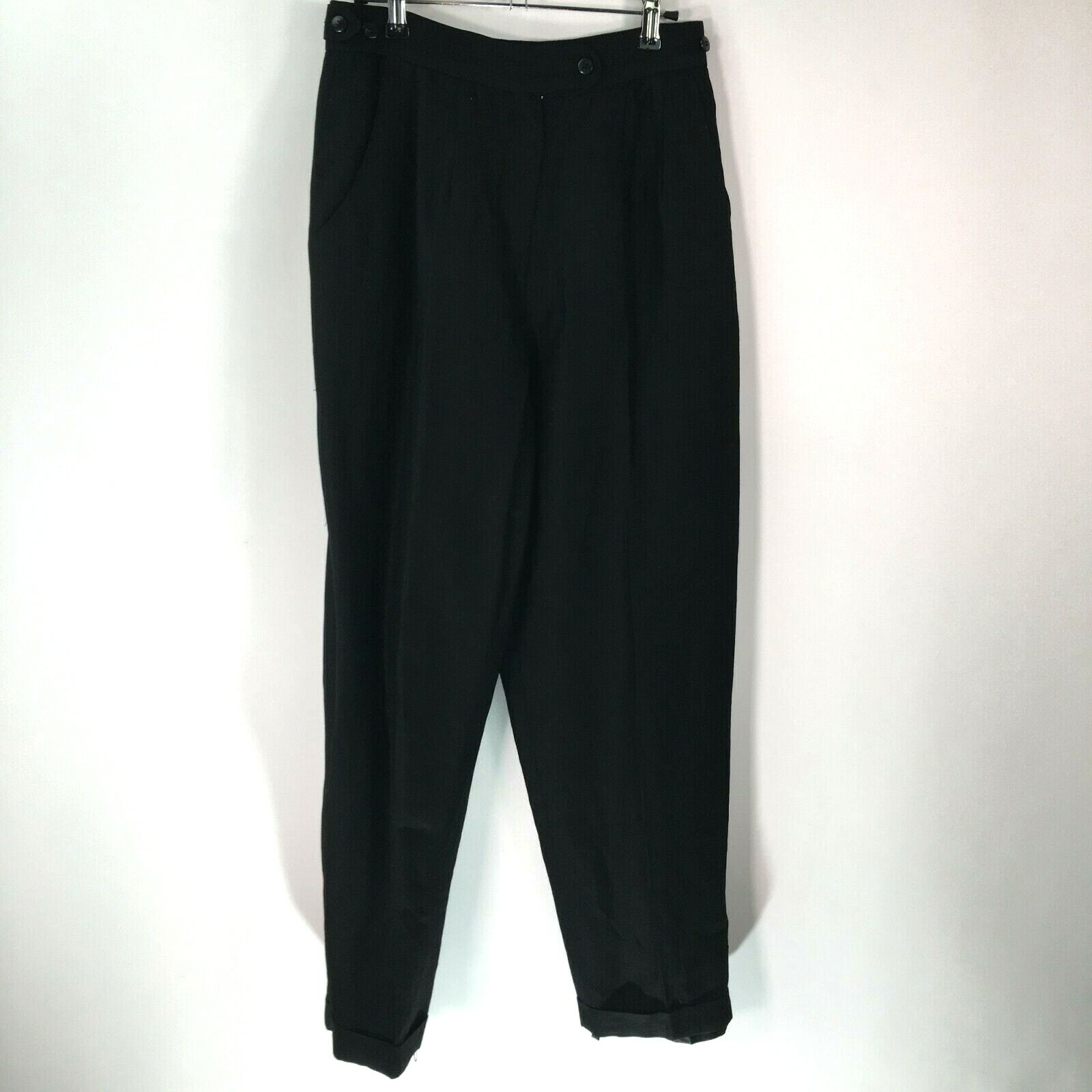 Vintage Feniciana Womens Straight Leg Casual Pleated Black Dress Pants Size 8
