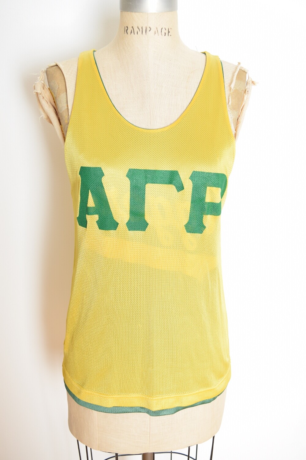 vintage basketball jersey green yellow AGGERS tank top shirt athletic sports S