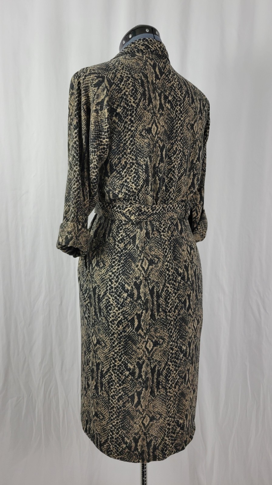 Vintage Taurus II Brown & Black Snakeskin Print Dress & Matching Belt Size 10