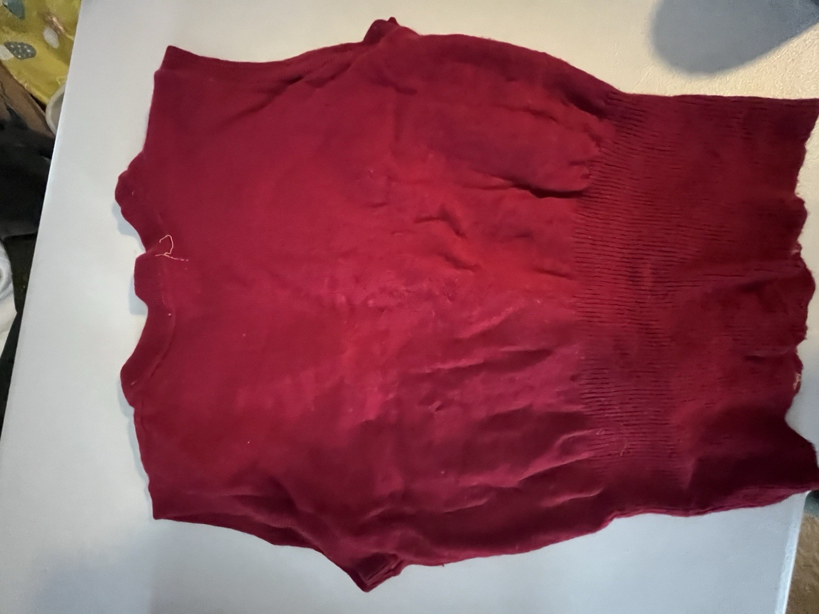 (4) 1950S Red Wool Petite Sweaters Merriwether 2 Sleeveless 2 Off White Sleeves