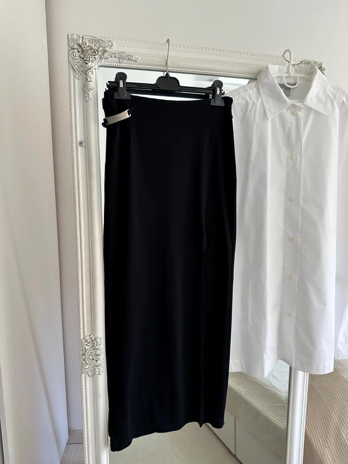 Vintage 90, 2000s, black maxi skirt with slit by Karen Millen