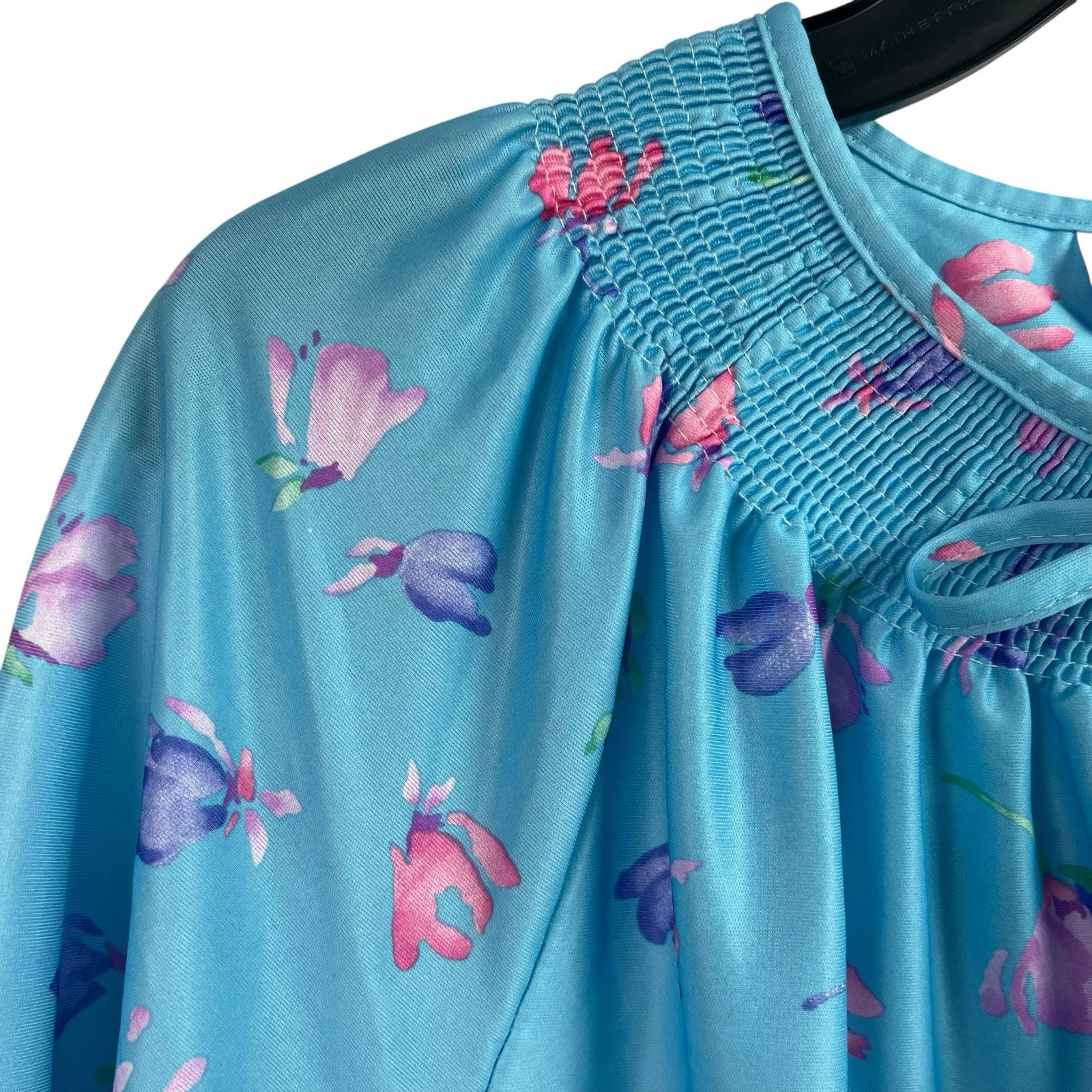 Sears Carriage Court Classic Robe House Dress Blue Floral 2X 22W/24W