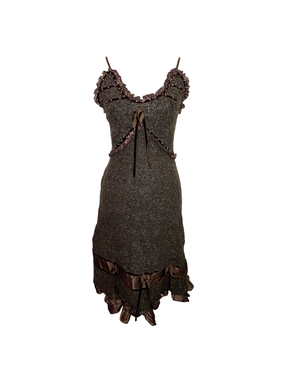 Y2K 90s Rare Miss Kelly 1999 Earthy Fairy Cottagecore Coquette Sweater Dress