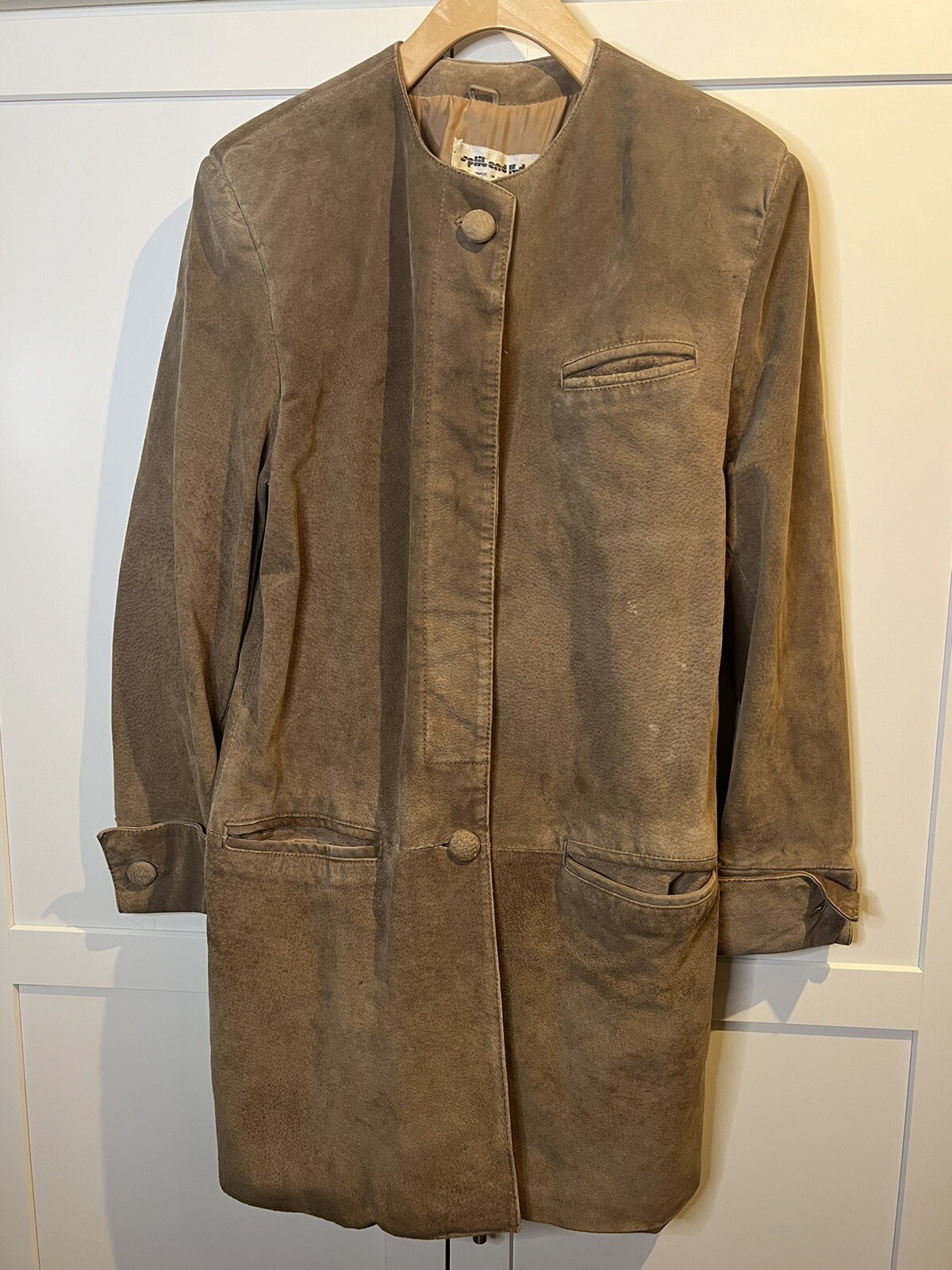 Suede Trench Coat Russet Brown Split End Ltd 70’s Medium Full Zip US Vintage