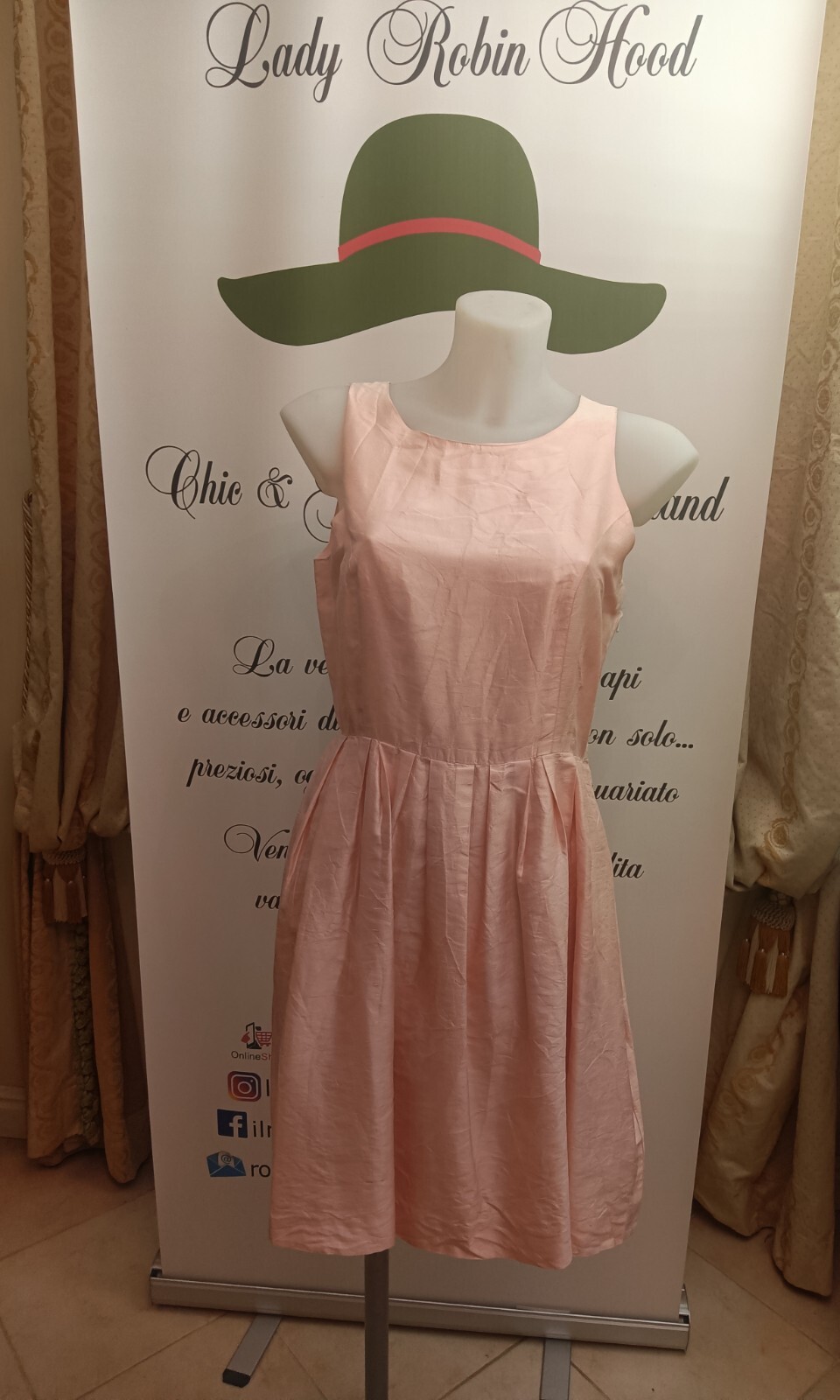 VINTAGE PINK SILK MIDI DRESS „MISCIÀ”