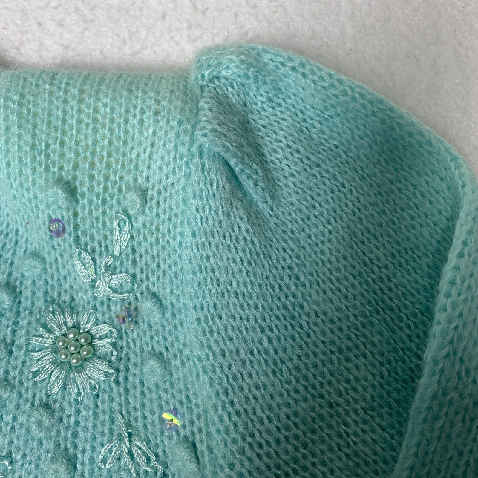 Vintage 80s sweater SMALL Acrylic Fairy Kei pastel Mint Green Kawaii Oversized