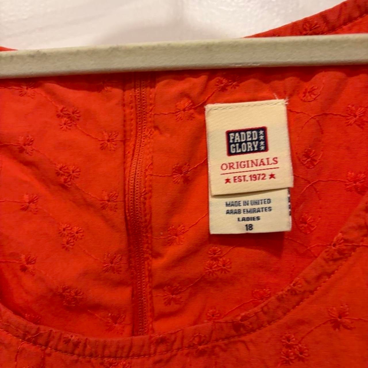 Faded Glory Orange Eyelet Embroidered Midi Dress Plus Size 18