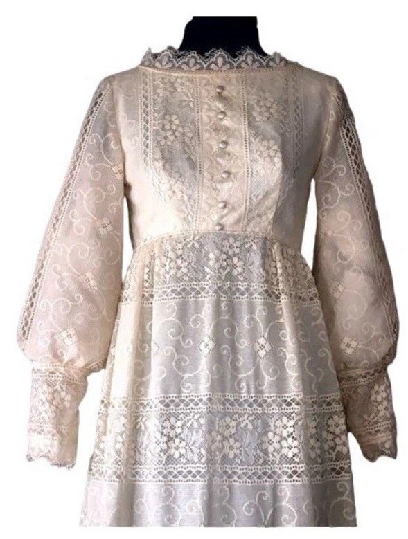 Emma Domb Vintage Ivory Lace 1960s Wedding Dress